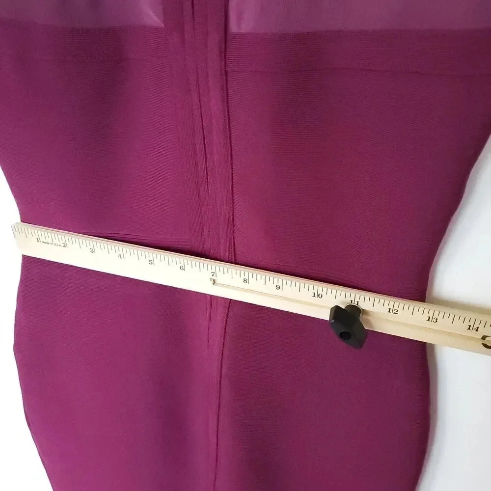 Gracia Womens Mini Bandage Dress Medium M Purple Burgundy Short Sleeve Stretchy - Picture 11 of 12